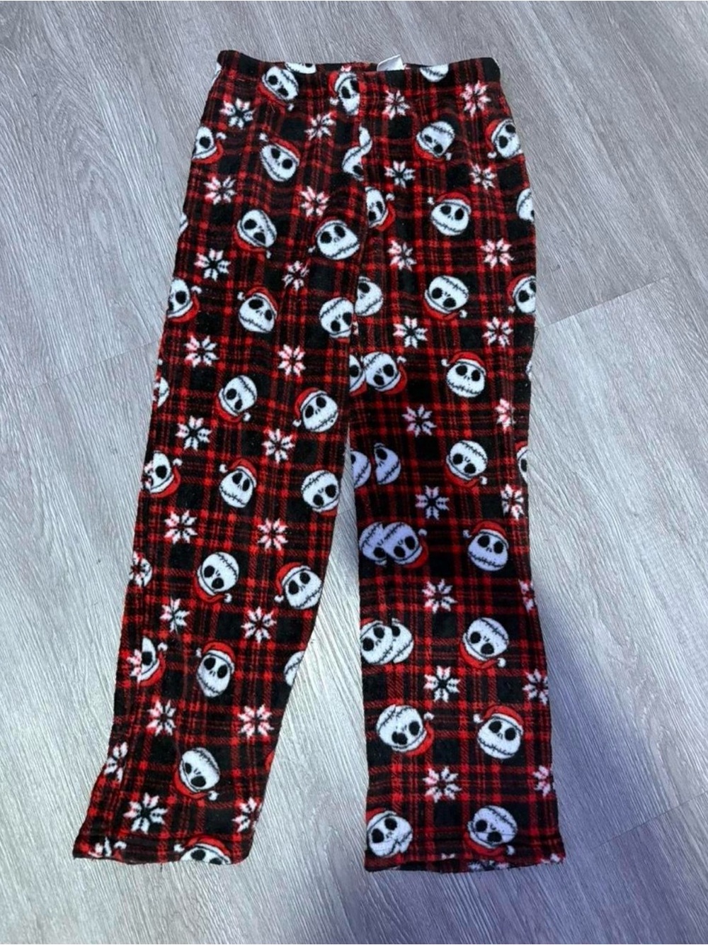 Disney Red Black Plaid Pajama Pants with White Character Print